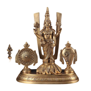 Brass Lord Tirupati Balaji Idol with Shankh Chakra | 14.5" Divine Masterpiece | 9kg Sacred Temple Murti | Traditional Namah Tilak | Jaipurio